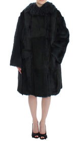 Dolce &amp; Gabbana Long manteau-veste en peau de mouton et fourrure de chèvre noire