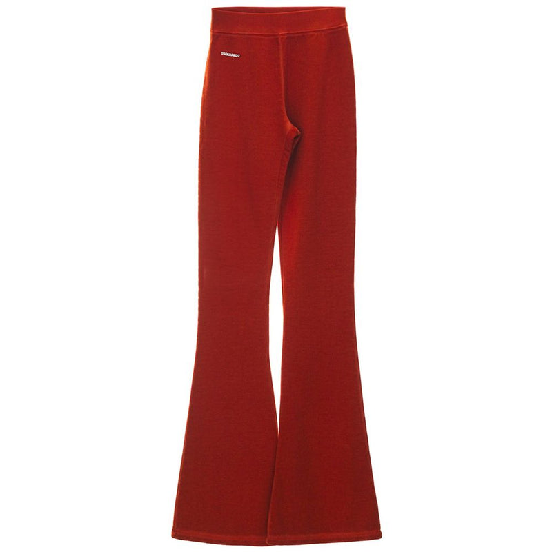 Pantalons de Sudation Évasés Taille Haute en Coton Rouge Dsquared²