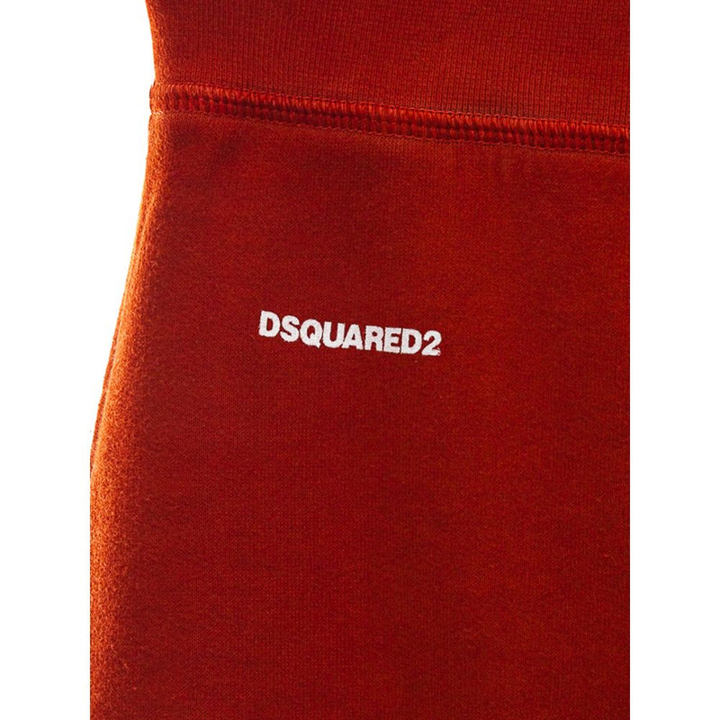 Pantalons de Sudation Évasés Taille Haute en Coton Rouge Dsquared²