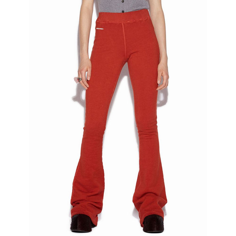 Pantalons de Sudation Évasés Taille Haute en Coton Rouge Dsquared²