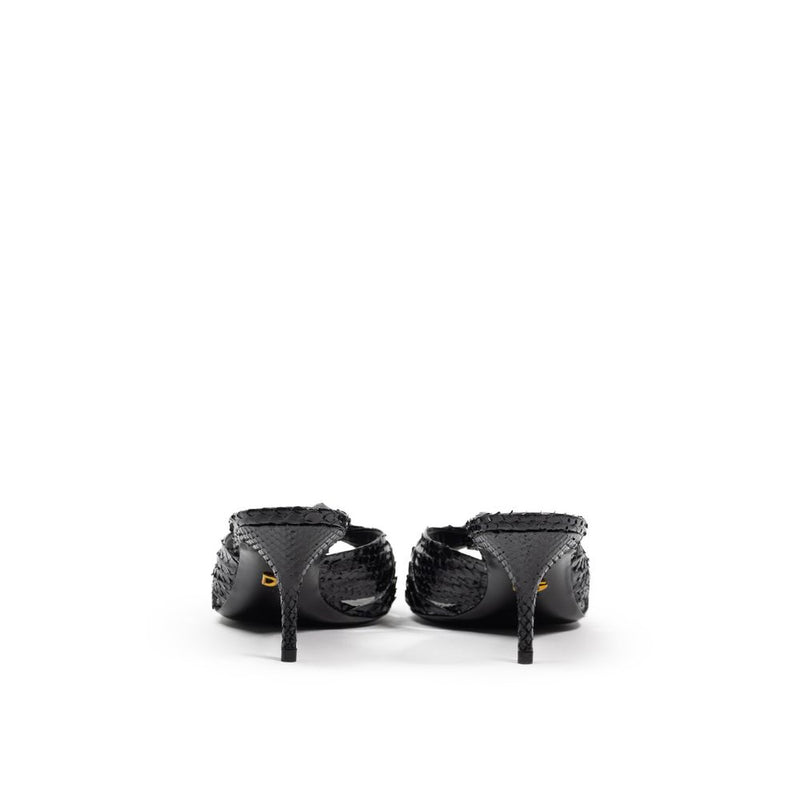 Dolce & Gabbana Sandale en Cuir Python Noir