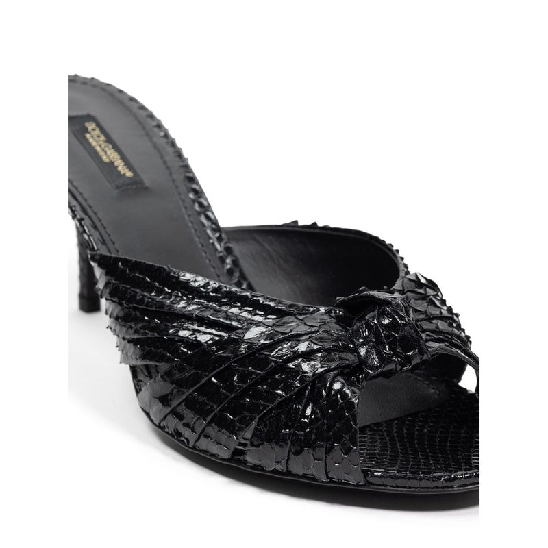Dolce & Gabbana Sandale en Cuir Python Noir