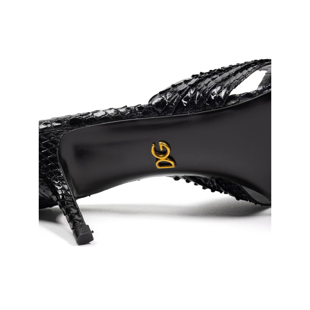 Dolce & Gabbana Sandale en Cuir Python Noir