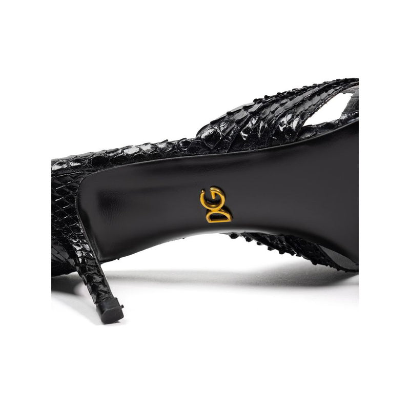 Dolce & Gabbana Sandale en Cuir Python Noir