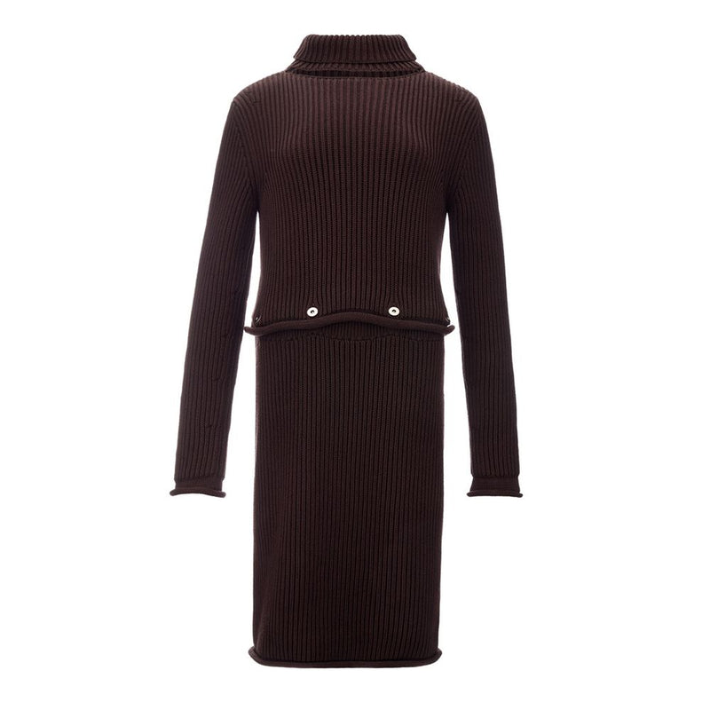 Bottega Veneta Elegant Viscose Brown Dress - Timeless Luxury