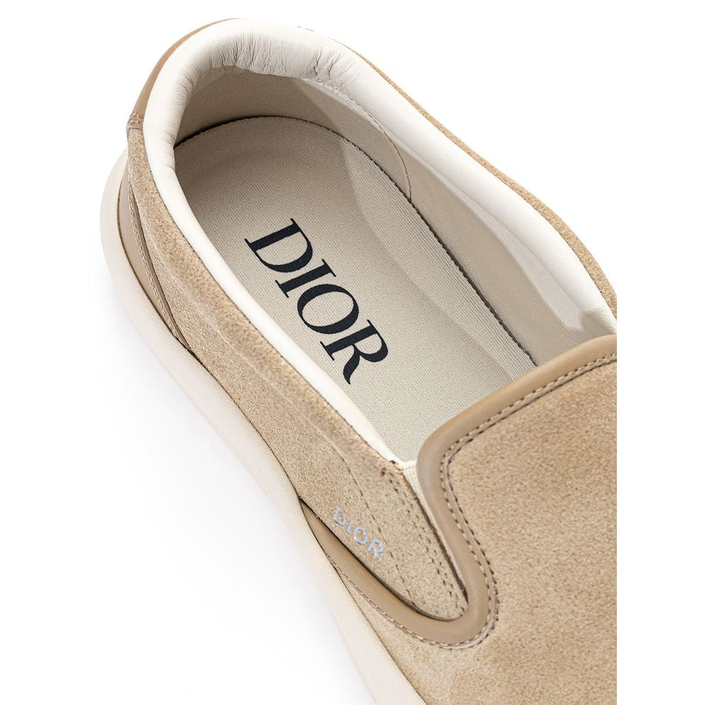 Baskets en cuir beige Dior