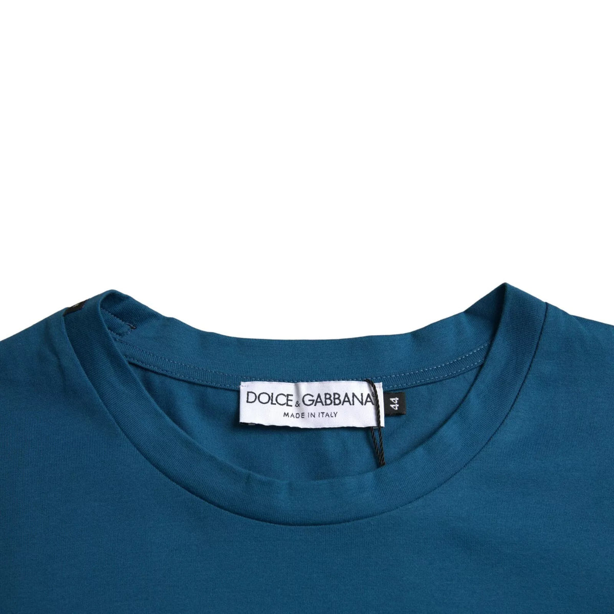 T-shirt à manches courtes en coton à col rond avec logo bleu de Dolce &amp; Gabbana