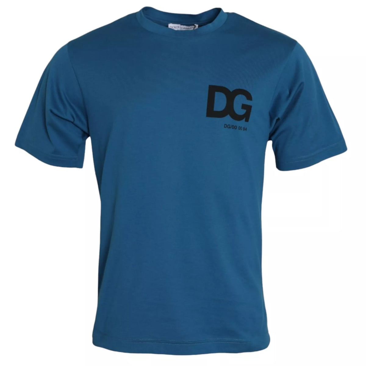 T-shirt à manches courtes en coton à col rond avec logo bleu de Dolce &amp; Gabbana