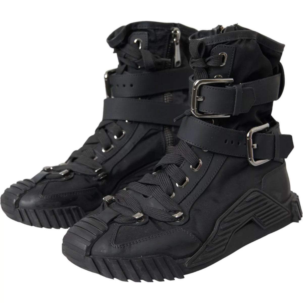Dolce & Gabbana NS1 Black Nylon High Top Sneakers