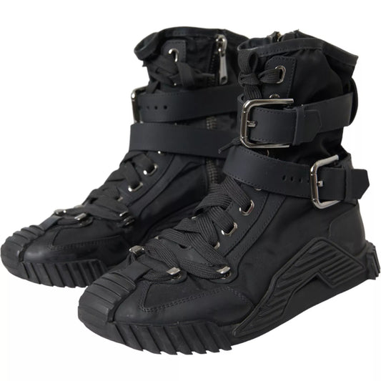 Dolce & Gabbana NS1 Black Nylon High Top Sneakers