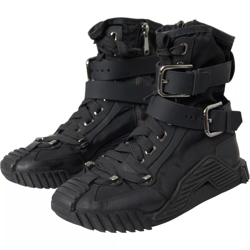 Dolce & Gabbana NS1 Black Nylon High Top Sneakers
