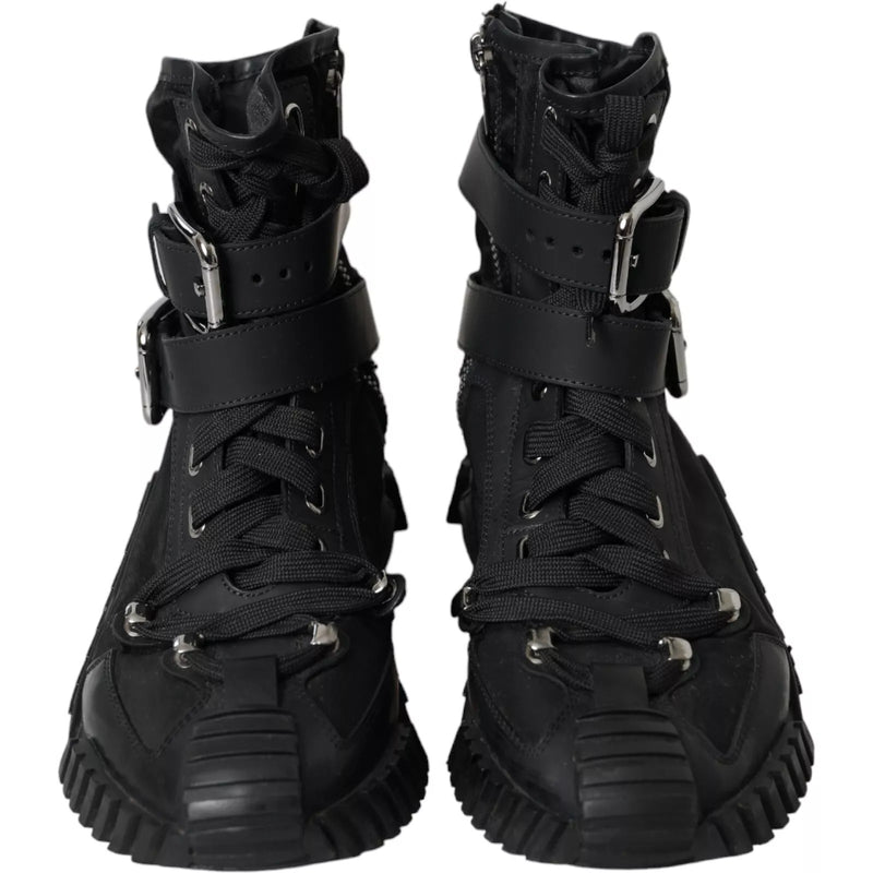Dolce & Gabbana NS1 Black Nylon High Top Sneakers