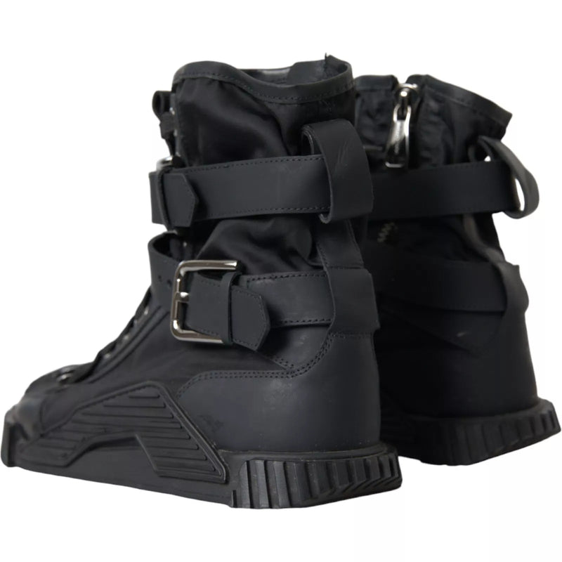 Dolce & Gabbana NS1 Black Nylon High Top Sneakers