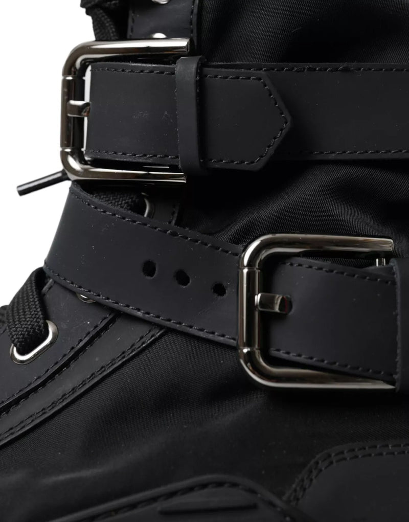 Dolce & Gabbana NS1 Black Nylon High Top Sneakers