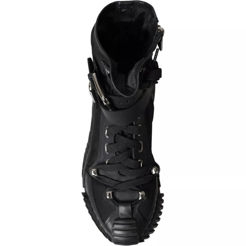 Dolce & Gabbana NS1 Black Nylon High Top Sneakers