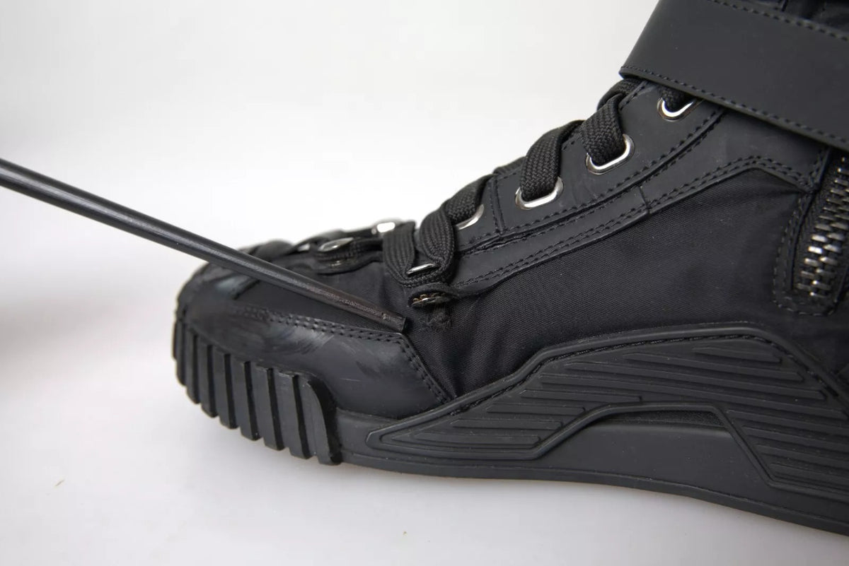 Dolce & Gabbana NS1 Black Nylon High Top Sneakers