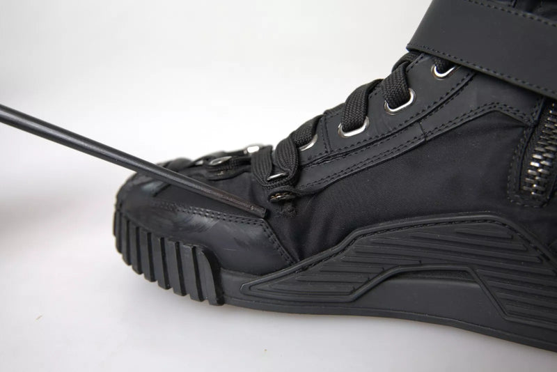 Dolce & Gabbana NS1 Black Nylon High Top Sneakers