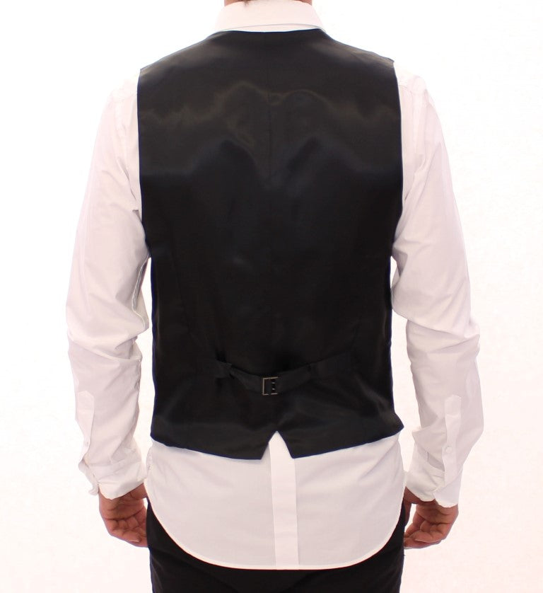Gilet en laine rayé gris à simple boutonnage de Dolce &amp; Gabbana