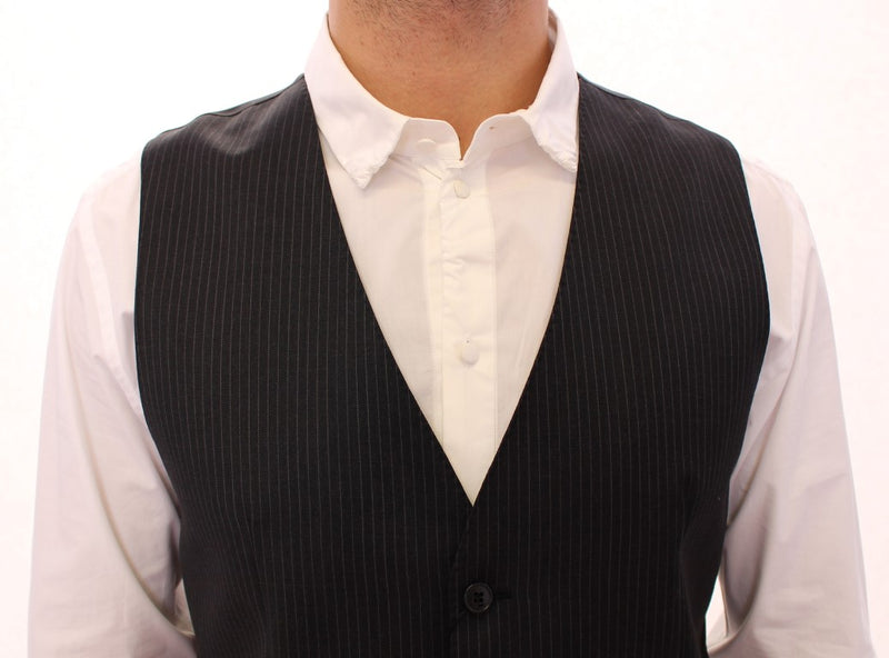 Gilet en laine rayé gris à simple boutonnage de Dolce &amp; Gabbana