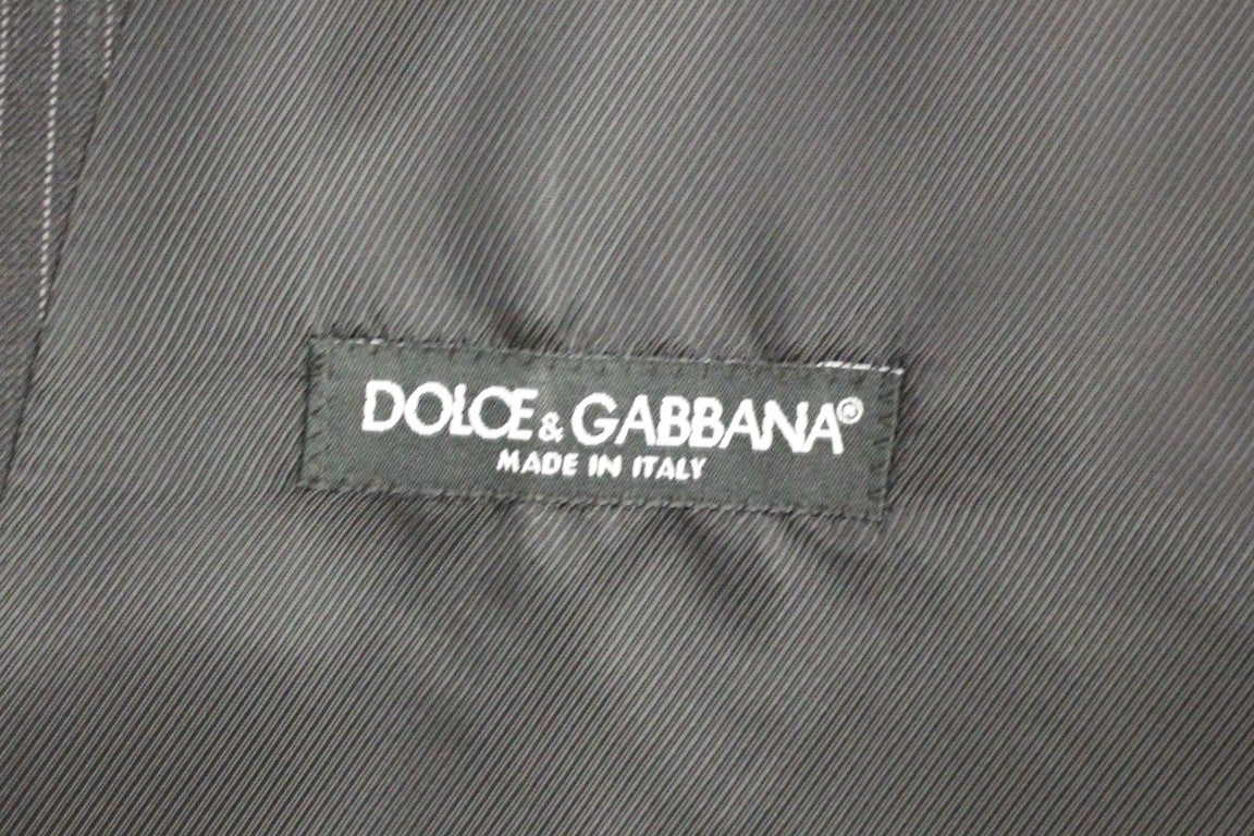 Gilet en laine rayé gris à simple boutonnage de Dolce &amp; Gabbana