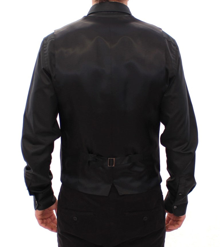Gilet en laine rayé noir avec logo Dolce &amp; Gabbana