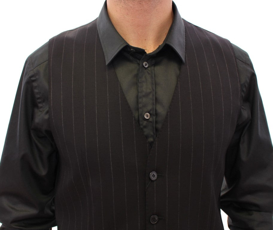 Gilet en laine rayé noir avec logo Dolce &amp; Gabbana