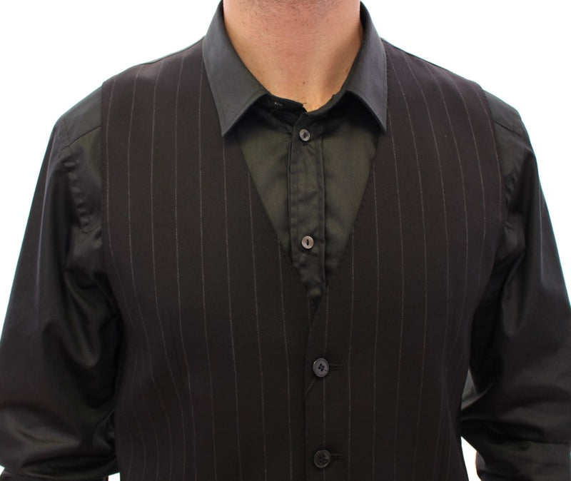 Gilet en laine rayé noir avec logo Dolce &amp; Gabbana