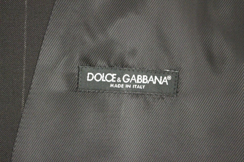 Gilet en laine rayé noir avec logo Dolce &amp; Gabbana