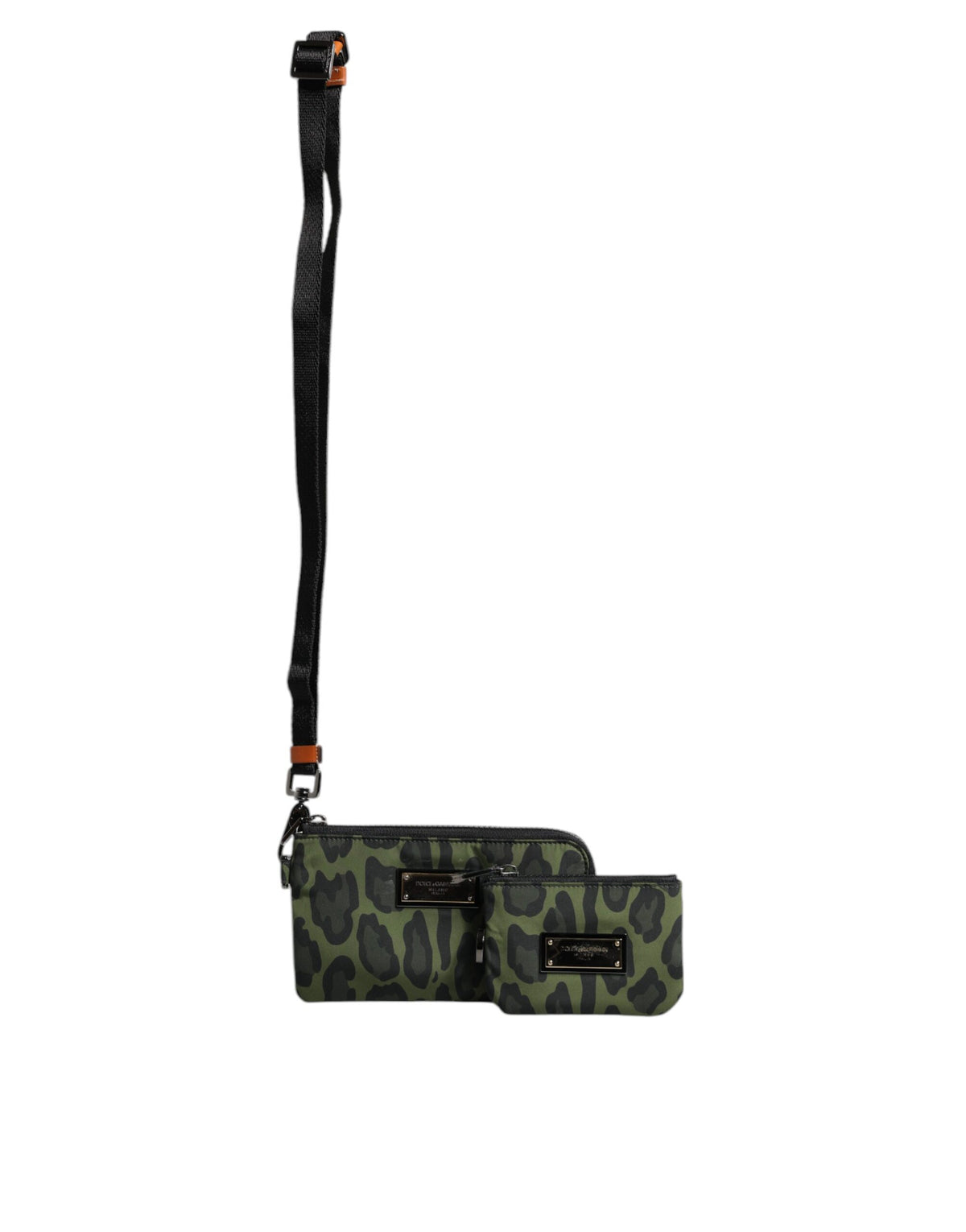 Sac multifonctionnel Dolce & Gabbana en cuir léopard vert avec plaque logo