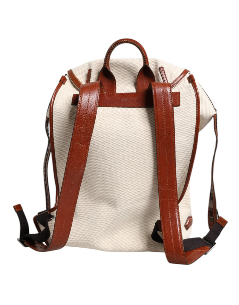 Sac à dos de voyage Dolce & Gabbana en toile beige et marron pour homme