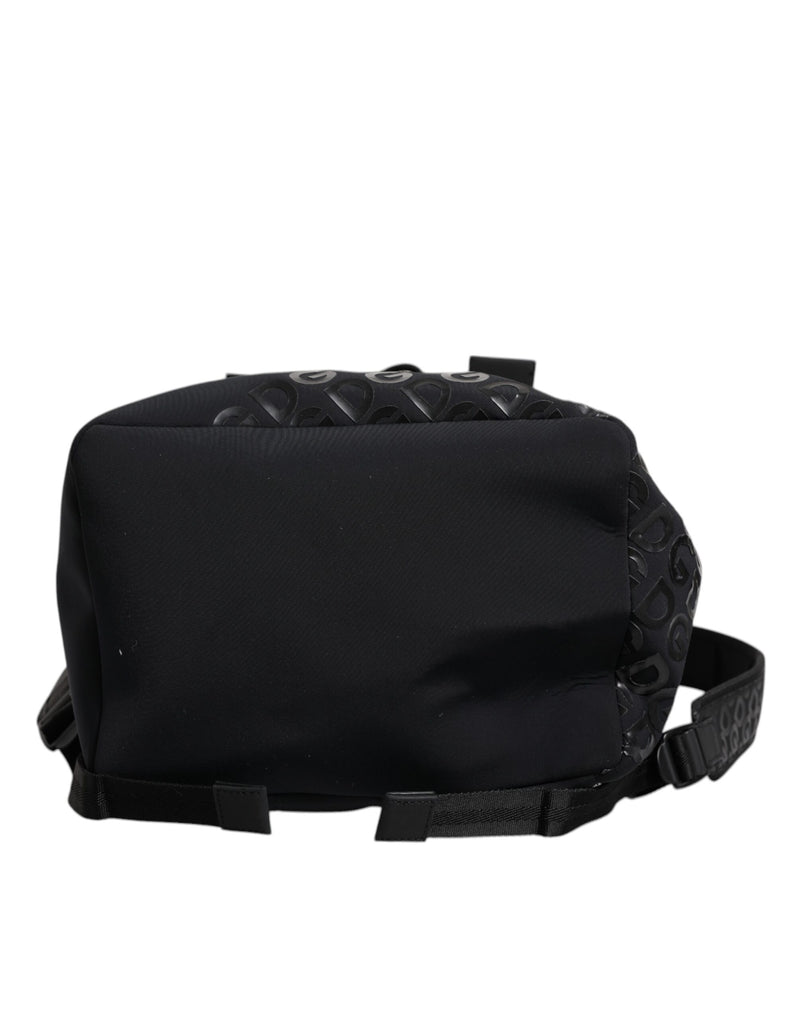 Sac à dos d'école Dolce & Gabbana en néoprène noir et nylon avec logo DG