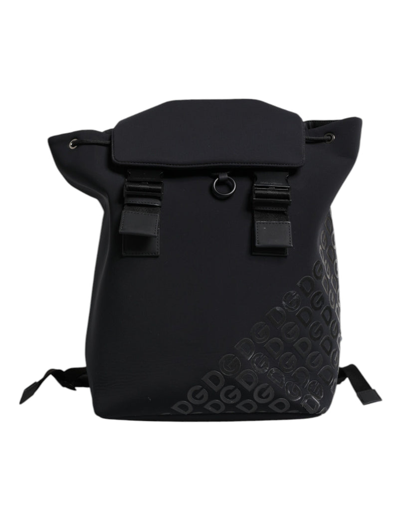 Sac à dos d'école Dolce & Gabbana en néoprène noir et nylon avec logo DG