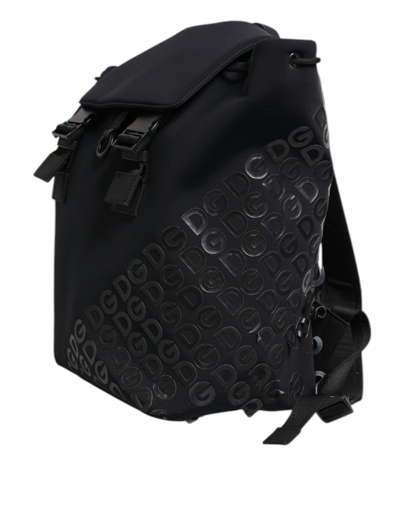 Sac à dos d'école Dolce & Gabbana en néoprène noir et nylon avec logo DG