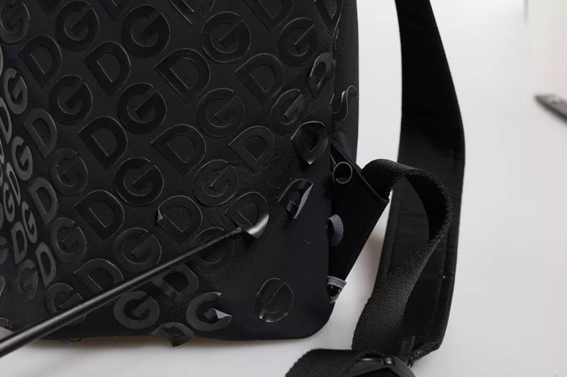 Sac à dos d'école Dolce & Gabbana en néoprène noir et nylon avec logo DG