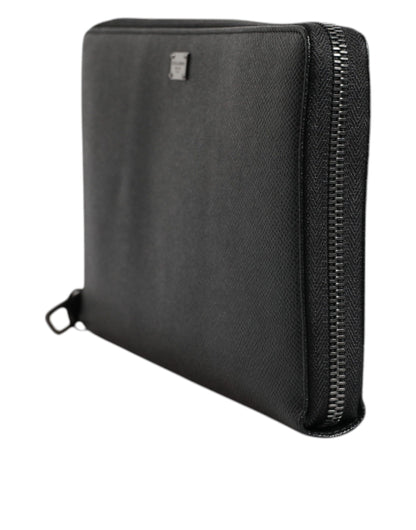 Dolce & Gabbana zwarte kalfsleren continentale portemonnee met rits en logo