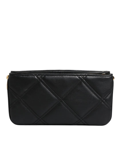 Sac à bandoulière Dolce & Gabbana en cuir noir orné de cristaux et de logo