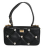 Sac à bandoulière Dolce & Gabbana en cuir noir orné de cristaux et de logo