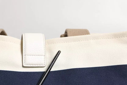 Sac fourre-tout à poignée supérieure en toile rayée blanc bleu marine Dolce & Gabbana
