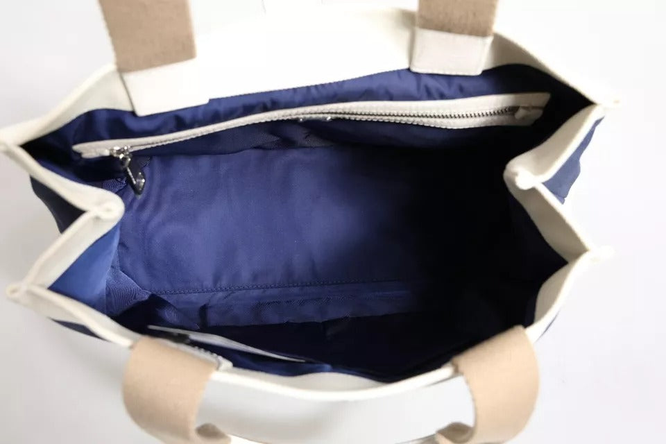 Sac fourre-tout à poignée supérieure en toile rayée blanc bleu marine Dolce & Gabbana