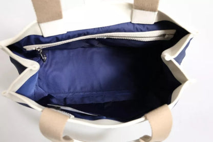 Sac fourre-tout à poignée supérieure en toile rayée blanc bleu marine Dolce & Gabbana