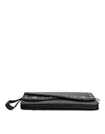 Petit sac à bandoulière clouté en cuir noir Dolce & Gabbana