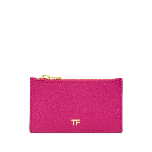 Porte-cartes en cuir fuchsia Tom Ford