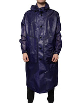 Manteau de pluie homme à capuche en coton bleu foncé Dolce & Gabbana