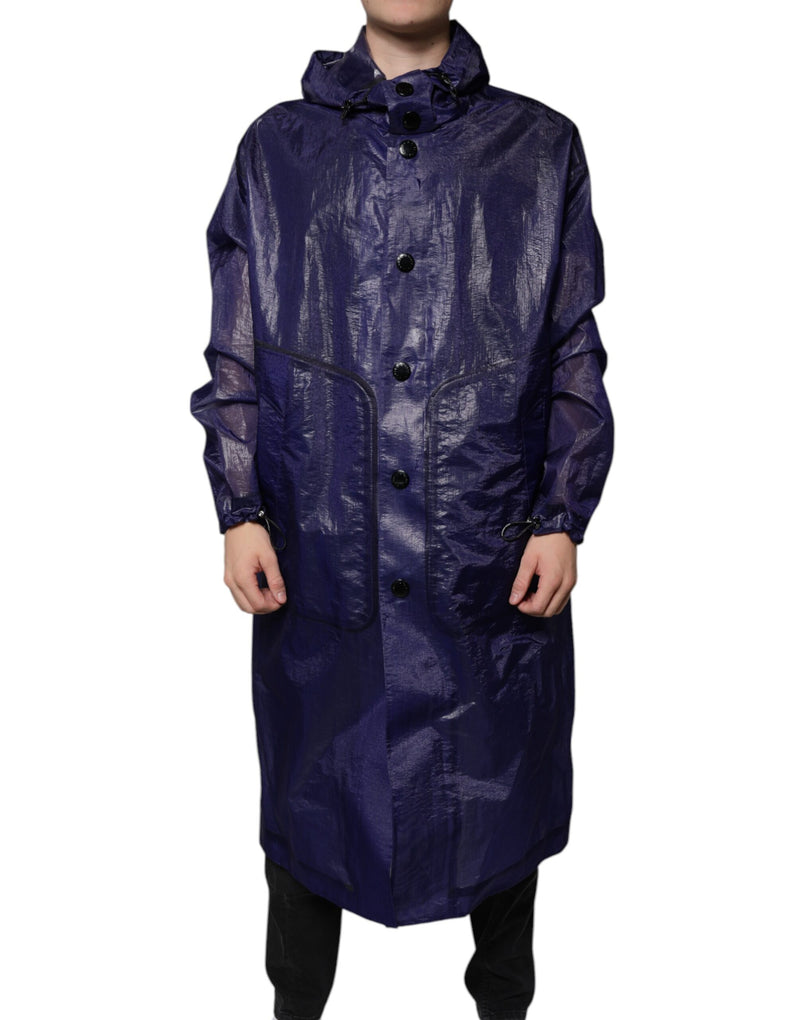 Manteau de pluie homme à capuche en coton bleu foncé Dolce & Gabbana