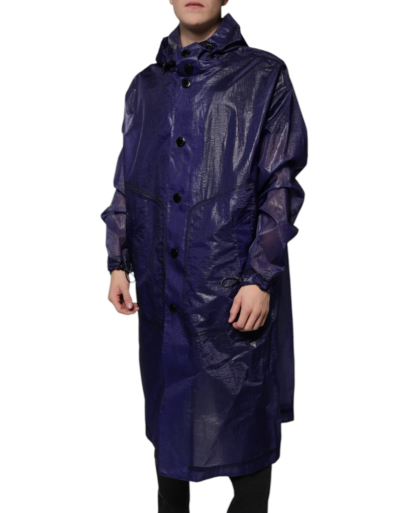 Manteau de pluie homme à capuche en coton bleu foncé Dolce & Gabbana