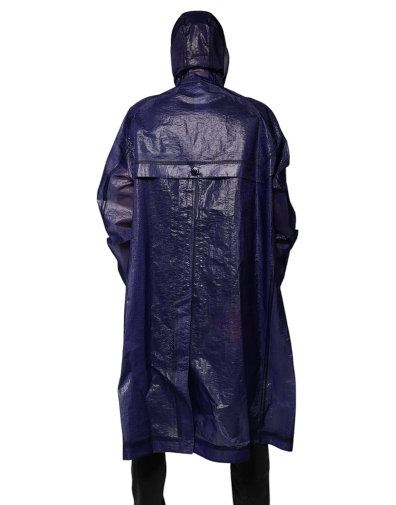 Manteau de pluie homme à capuche en coton bleu foncé Dolce & Gabbana