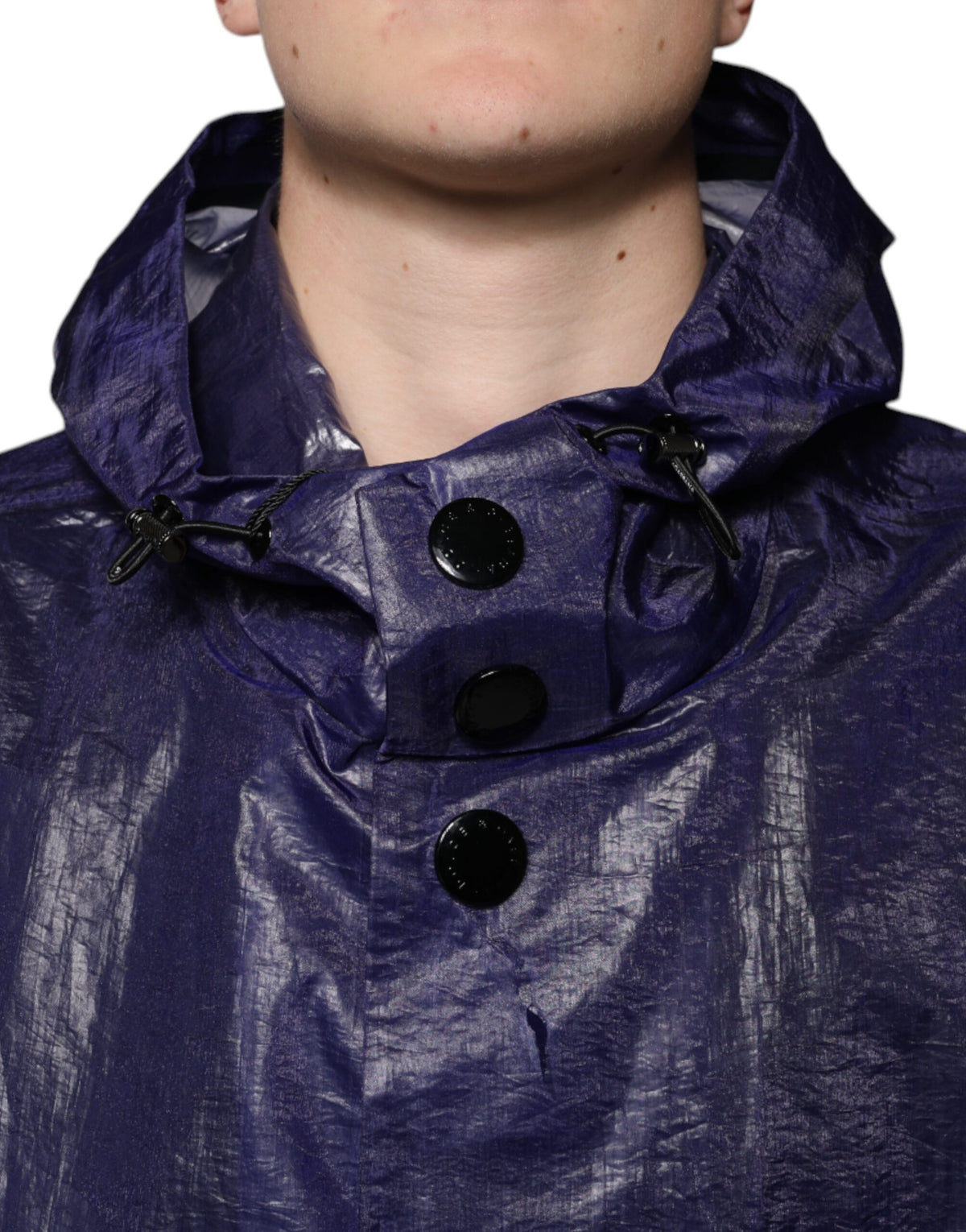 Manteau de pluie homme à capuche en coton bleu foncé Dolce & Gabbana