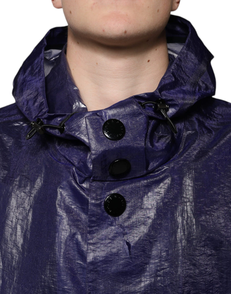 Manteau de pluie homme à capuche en coton bleu foncé Dolce & Gabbana