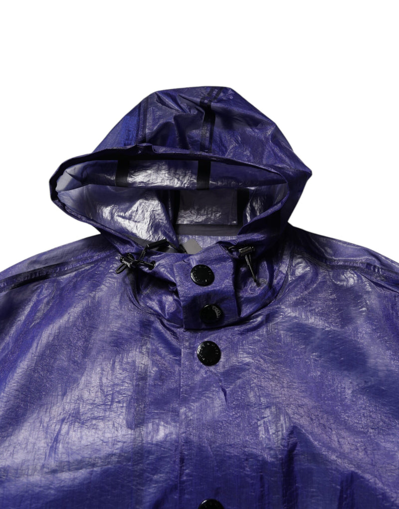 Manteau de pluie homme à capuche en coton bleu foncé Dolce & Gabbana