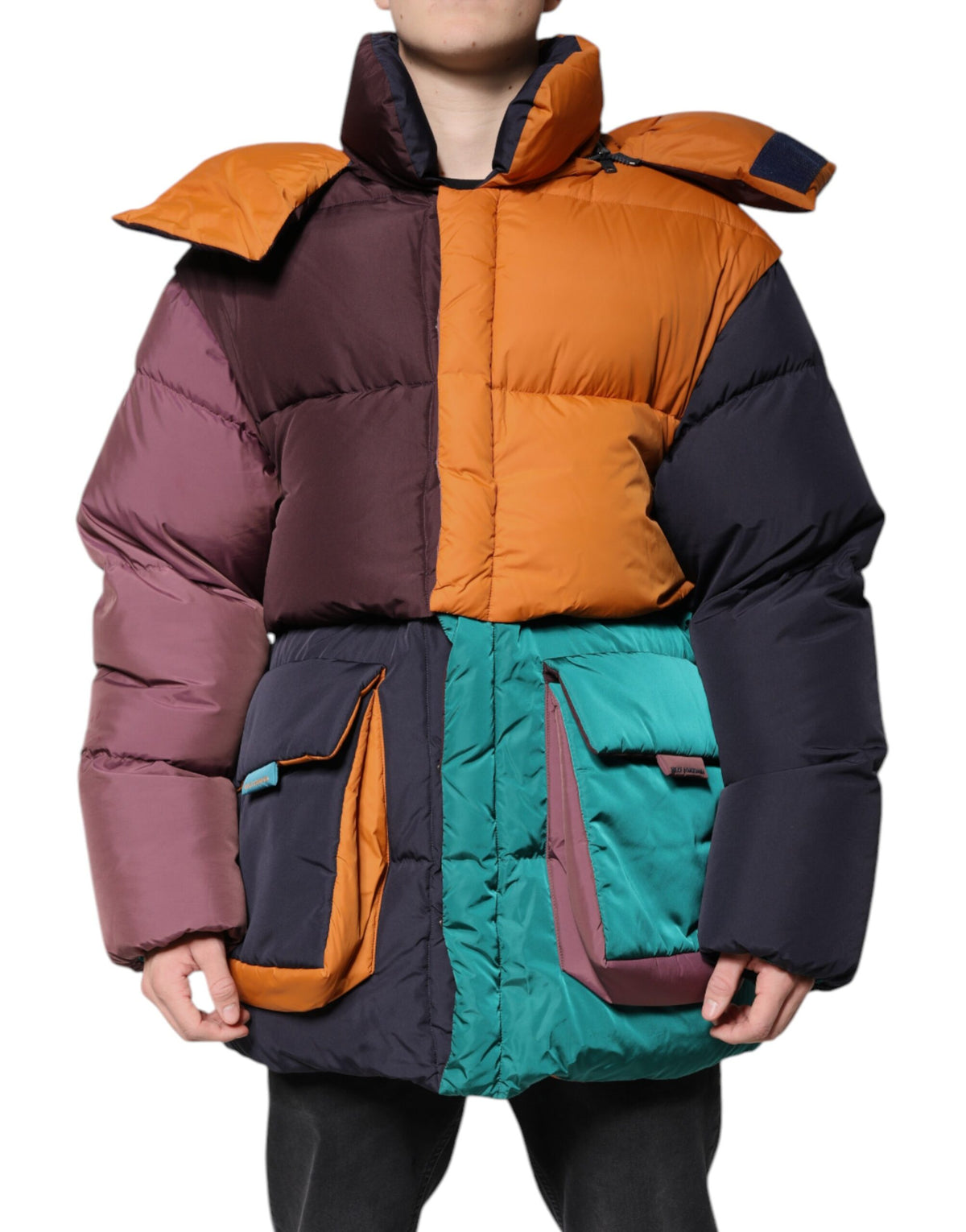 Veste d'hiver matelassée à capuche multicolore Dolce & Gabbana
